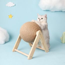 Toys Handmade Weave Sisal Rope Cat Catch Ball Safe And Wearresistant Solid Wood Pet Claw Grinder Toy Funny Kitten Climbing Frame