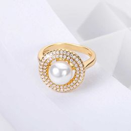 Band Rings Imitation Pearl Rings Ladies Charm Luxury Zircon Round Finger Rings Romantic Wedding Exquisite Jewellery Direct Selling Wholesale AA230426