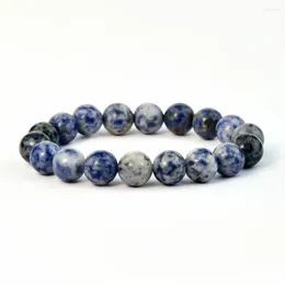 Link Bracelets Natural Snowflake Obsidian Stone Beads Bracelet Volcanic Rocks Alabaster Jewellery Making Charm