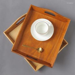 Plates Wooden Serving Tray Rectangular Tea Breakfast Sushi Snack Bread Dessert Cake Plate Coffee Cup Holder