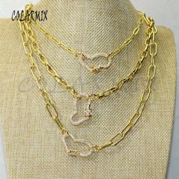 Pendant Necklaces 3Pcs Gold Heart Clasp Zircon Metal Buckle Necklace Color Jewelry Chain Handmade Jewerly 50595