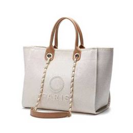 50% off Luxury Label Pearl Beach Canvas Bag Classic Big Handbags Portable Large Capacity Ksea