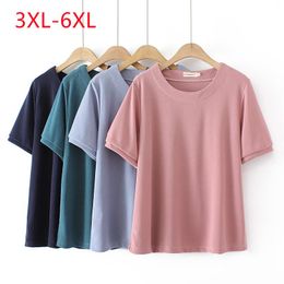 T-Shirt Large Womens 2022 summer new slim relaxed ice knitting embroidery through yarn short sleeve Plus Size Tshirt 3XL 4XL 5XL 6xl