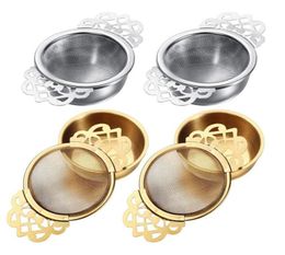 Empress Tea Strainers with Drip Bowls Mesh Tea Infuser Stainless Steel Loose Leaf Tea Filter with Elegant Double Winged Handles L3196270