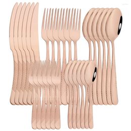 Dinnerware Sets 30Pcs Rose Set Stainless Steel Cutlery Coffee Spoon Cake Fork Knives Tableware Wedding Party Flatware Kitchenware