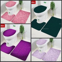 Covers 3 Pcs Texture Pattern Bath Mats Anti Slip Bathroom Mat Set Tapete Banheiro Washable Toilet Rug Alfombra Bano for Christmas DIY