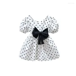 Girl Dresses Girls Reversible Dress Kids Summer Fashion Lovely Style Children Bubble Sleeve Polka Dot Princess 12M-6T Baby Cute