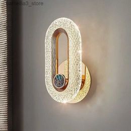 Wall Lamps Nordic LED Wall Lights Home Indoor Living Room Bedroom Hotel Decor Wall Sconces Bedside Lights Luxury Acrylic Gold Wall Lamps Q231127