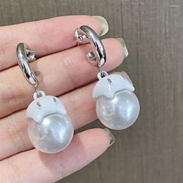 Dangle Earrings 1 Pair Eye-catching Women Faux Pearl Lightweight Stud Lovely Little Ghost Fashion Accessory