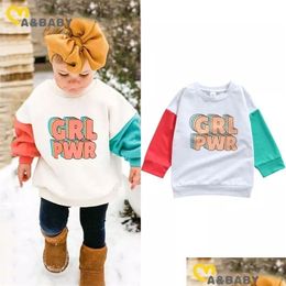 Hoodies & Sweatshirts Ma Baby 1-6Y Autumn Kids Girls Sweatshirt Grl Pwr Letter Printed Long Sleeve Plover Tops Causal Children Clothes Dhuyx