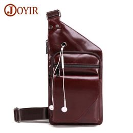 Waist Bags JOYIR Fashion Cow Genuine Leather Crossbody Men Chest Pack Anti Theft Male Shoulder Bag Casual Men's Messenger