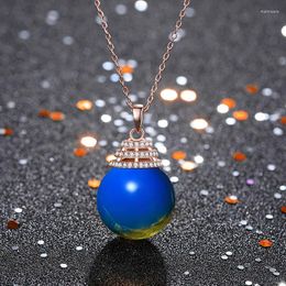 Pendant Necklaces National Fashion Accessories Chinese Style Cheongsam Hanfu Necklace Second Generation Blue Amber Lantern Clavicle