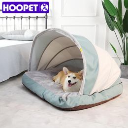 Mats HOOPET Big Dog Bed Pet Tent House Teepee With Thick Cushion For Small Medium Large Dogs Winter Cat House Indoor Pet Mat Dog Pad