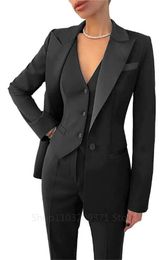 Women's Suits Blazers Formal Plus Size Women Suit Set Office Work 3 Pieces Peked Lapel Single Breasted Vest Lady Wedding Tuxedos Party 231219