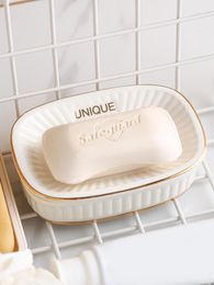 Dishes Ceramic Bathroom Soap Dish Luxury Double Layers Drain Bathroom Soap Tray Bathroom Decoration Household Soap Box