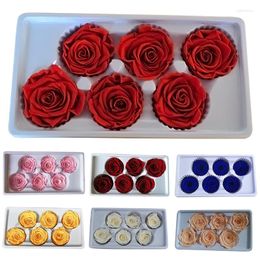 Decorative Flowers 6PCS/Box High Quality Preserved Rose Flower 5-6CM Eternal Life DIY Gift Mother's Day Valentine's Wedding Party