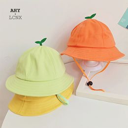 Caps Hats Spring Toddler Bucket With Sprout Children Drawstring Fisherman Cotton Beach Sun Cap For Boy Girl Kids Green Panama 230426