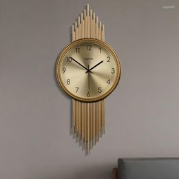 Wall Clocks Luxury Creative Living Room Silent Clock Modern Simple Copper Craft Bedroom Background Golden Watches Home Decor