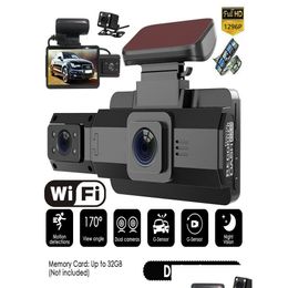 Car Dvr A88 Wifi 3 Inch Ips Dash Cam 1080P Dual Lens Camera Wide Angle Video Recorder Front With Interior Or Rear Night Drop Deliver Dhd97