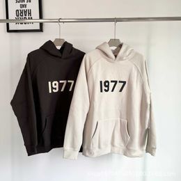 Men's Hoodies Sweatshirts Oversized Men's Jacket Essentialssweatshirts Autumn Winter 1977 Plush Hooded Sweater Loose Trendy Winter Wear F8av