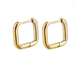 Hoop Earrings Square Stainless Steel Punk For Men Simple Fashion Party Jewelry Anti Allergy Pierced