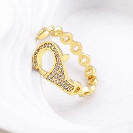 Cluster Rings AIBEF Gold Colour Hollow Lock Open Copper Adjustable Chain For Women Jewlery 2023