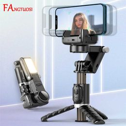 Tripods 360 Rotation Following shooting Mode Gimbal Stabiliser Selfie Stick Tripod gimbal For iPhone Phone Smartphone live photography J230427