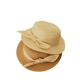 Caps Hats Girls Summer Bow Ribbon Decorate Straw For Children Panama Kids Sun Baby Beach 18Y 230426