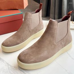 Boots 2023 Winter Suede Leather Flat Bottom Comfortable Mid Sleeve Versatile Men's LP Casual Short