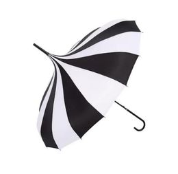 50Pcs Black And White Design Princess Royal Sun Umbrella Lady Pagoda Long-Handled Umbrella Christmas Gift