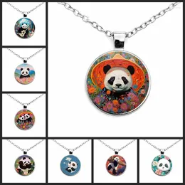 Chains 2024 Fashionable And Charming Panda Necklace Cute Cartoon Pendant Glass Women's Jewellery Gifts To Friends