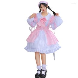 Theme Costume Japanese Kawaii Sexy Maid Dress Pink Cos Girl Lolitas Op Long Sleeve Cute Suit Soft Girls Cosplay Anime Gothic