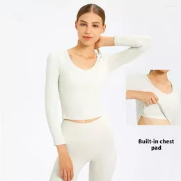 Active Pants ZenYoga CAMPAIGN 2 In 1 Built Bras Yoga Cropped Tops Fitness Sport Shirts Women Slim Fit Gym Workout Long Sleeved Sweatshirts