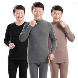 Racing Jackets Middle-Aged And Elderly Thermal Underwear Suit Men'S High-Necked Plus Velvet Cold-Proof Double-Sided Daddy Grandpa A