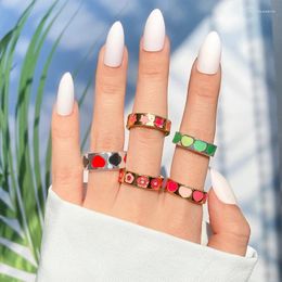 Cluster Rings KISSWIFE Korean Fashion Colorful Heart Ring For Women Girls Trendy Gold Color Metal Star Trend Party Wedding Gifts Jewelry