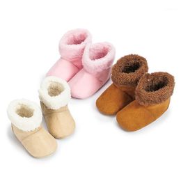 First Walkers 2023 Winter Baby Boots Shoes Infant Boy Girl Toddler Fluff To Keep Warm Anti-slip Crib Moccasins