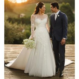 Beads Wedding Dress Sequins Bridal Long Sleeves Crystals Robes 3D Floral Brides Gowns Vestido De Novia 328 328