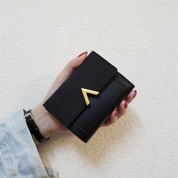 Designerin neuer V Koreanische Brieftasche Frau Kurzer Absatz Wild Student Wallet Lady Kartasche dreifache Münze Geldbörse Wallet Trend SH324o