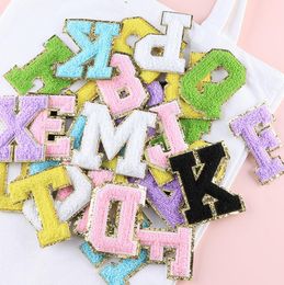 AZ Felting Sticker Large Pink Towel English letter Patches for Clothes Embroidery Appliques Clothing name Diy Craft Accessories6521184