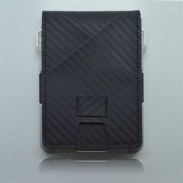 Genuine Leather Magic Wallet ID Bank Card Case Key Holder for Men Women Anti Rfid Aluminium Metal Wallets holders1239p