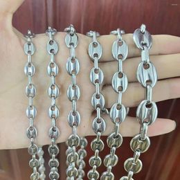 Chains Coffee Bean Necklaces For Men Women Stainless Steel Waterproop Jewelry Never Change Color Gifts6-13MM