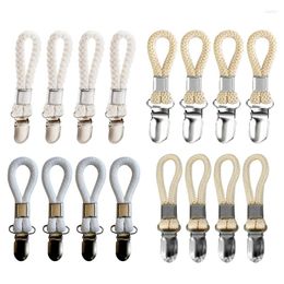 Bath Accessory Set 4Pcs Braided Cotton Loop Towel Clips Clothes Pegs Clamp Storage Holder Dropship