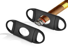 Pocket Plastic Stainless Steel Double Blades Cigar Cutter Knife Scissors Tobacco Black New 27805094574