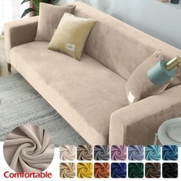 Chair Covers Velvet Elastic Sofa 1 2 3 4 Seats Solid Couch Cover L Shaped Protector Bench 231127