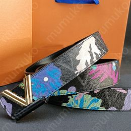 Fashion Flowers Designer Belts Luxury Virgil Waistband Mens Initiales Waistbands Colorful Graffiti Paint Cowhide Belt For Women 38mm New