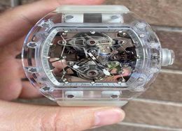 Tendência de moda masculina tendência automática completa richa milles relógio mecânico transparente transparente real wheel personalidade6124772