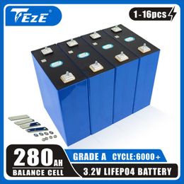 1-16PCS 3.2V 280Ah Lifepo4 Battery Rechargeable Solar Lithium Iron Phosphate Cell for 12V 24V Boat Golf Cart RV Bateria TAX FREE