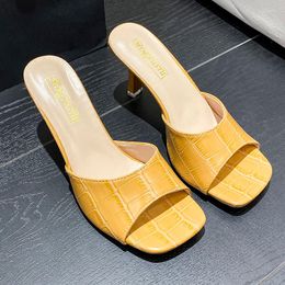 Slippers Women Mid Heels Fashion Flip Flop Shoes Summer 2023 Pumps Sexy Party Dress Femme Sandals Slides