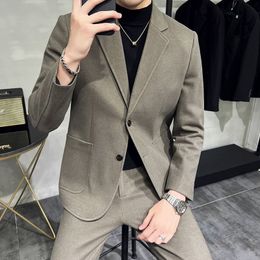 Men's Suits Blazers S-7XL Blazer Trousers Men's Suit Fashion Business Italian Style Gentleman Slim Casual Wedding Dress Men's 2-piece Set 230427