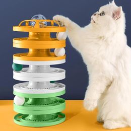 Toys Cat Tower Toy 3 Layer Tracks Cats Turntable Toy With Glowing Ball Interactive Pet Toys Intelligence Training Cat Accessories